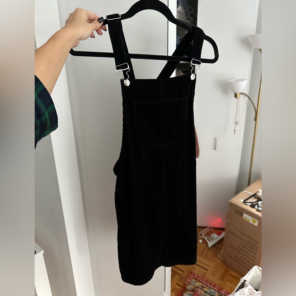 Black Corduroy Overall Dress